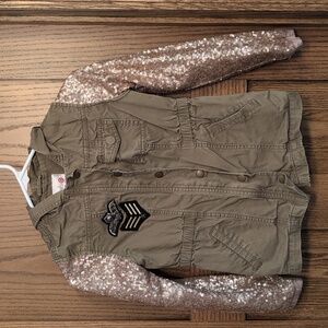 Renee Ehrlich Kalfus Annie Army Sequin Sleeve Jacket Size Large
